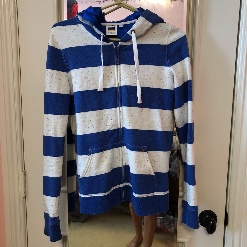 Matix striped zip up hooded jacket